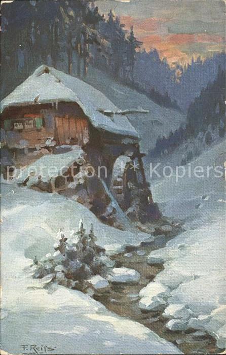 Reiss Fritz Winter im Schwarzwald Wassermühle