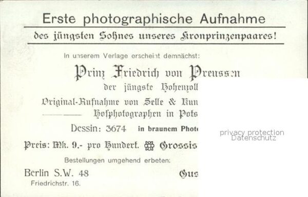 Adel Preussen Prinz Friedrich als Baby – Bild 2