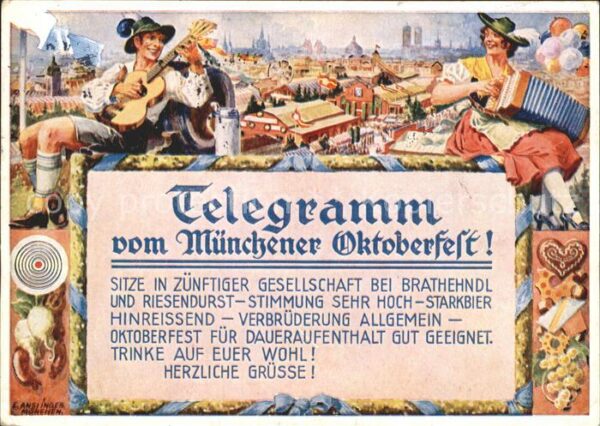 Oktoberfest München Telegramm Gitarre Handharmonika