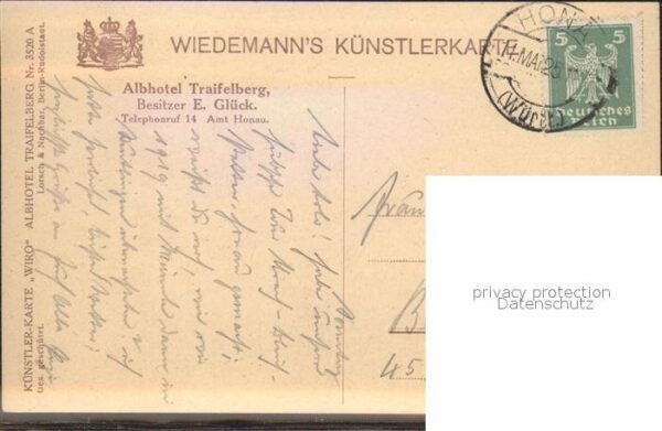 Verlag Wiedemann WIRO Nr. 3520 A Albhotel Traifelberg Honau – Bild 2