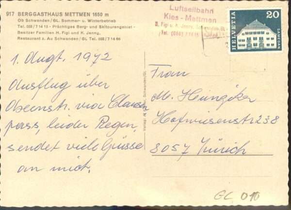 Schwanden GL Berggasthaus Mettmen – Bild 2