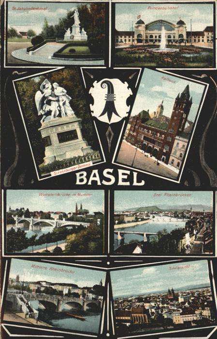 Basel BS Rathaus Bundesbahnhof Drei Rheinbrücken