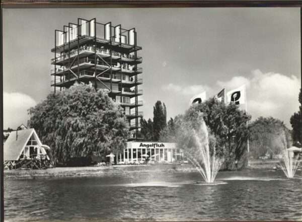 Zuerich SAFFA 1958 Wohnturm Angelfluh Restauran
