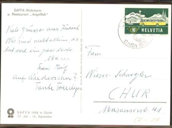 Zuerich SAFFA 1958 Wohnturm Angelfluh Restauran – Bild 2