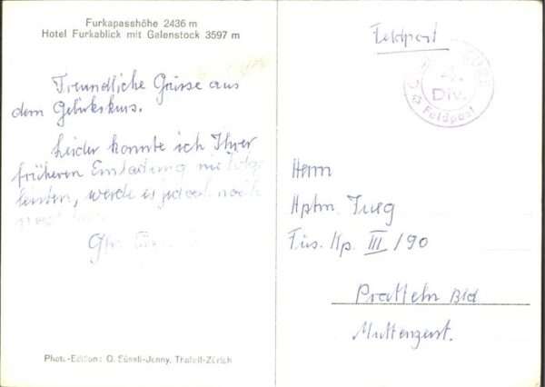 Furkapass Hotel Furkablick Feldpost – Bild 2