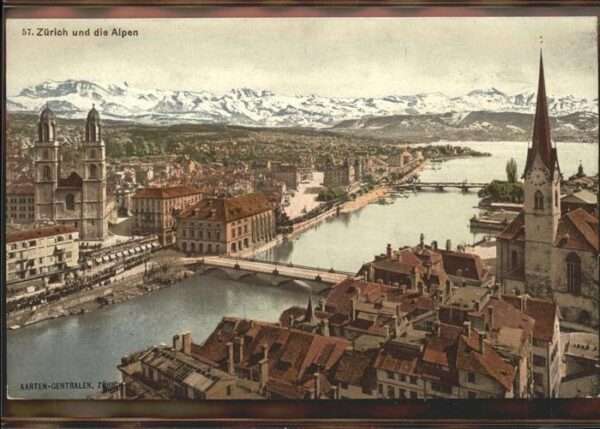 Zuerich Stadt Brücken Alpen