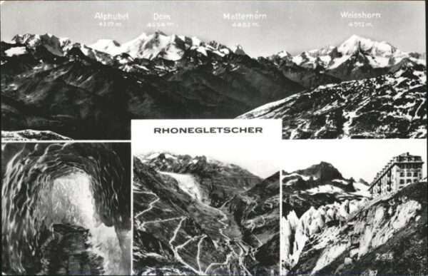 Rhonegletscher Glacier du Rhone Matterhorn Weisshorn Dom