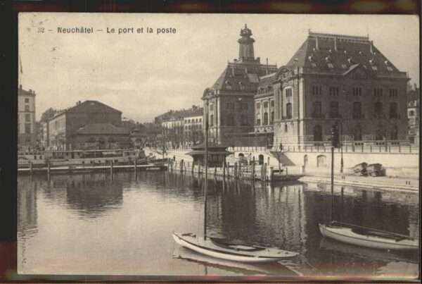 Neuchatel NE Le Port el la Poste Boote