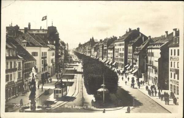 La Chaux-de-Fonds Rue Leopold Robert Straßenbahn