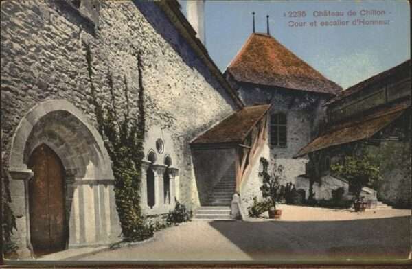 Chillon Chateau de Chillon Cour et Escaliers d