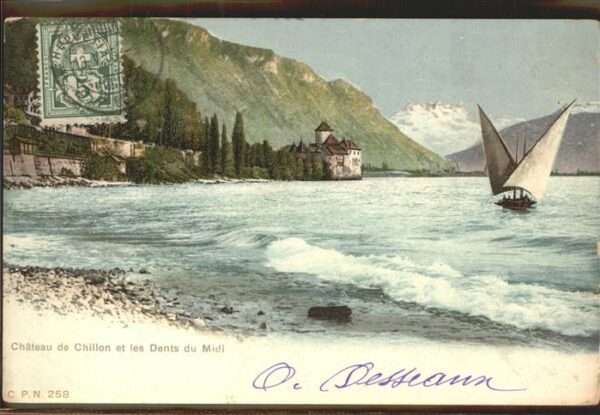 Chillon Chateau de Chillon et Dents du Midi Wal