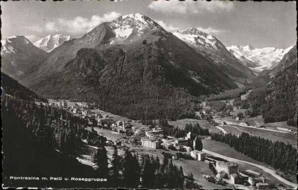 Pontresina mit Piz Palü und Roseggruppe