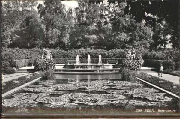 Bern BE Rosengarten Springbrunnen Teich Statue