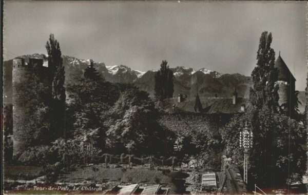 La Tour-de-Peilz Chateau et les Alpes de Savoie