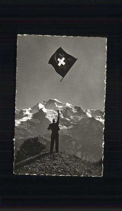 Helvetia Schweiz Fahnenschwinger Berner Oberland Jungfra
