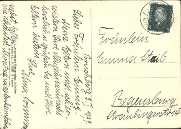 Kuenstlerkarte Nr 6155 F.A. Kaulbach Geige Abendlied – Bild 2