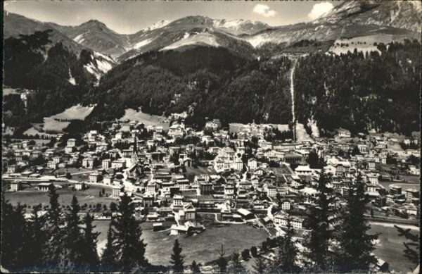 Davos GR Ortsansicht mit Schatzalp und Strela