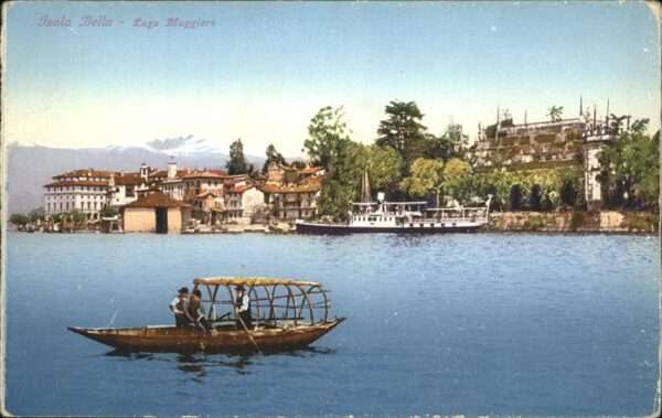 Isola Bella Lago Maggiore Teilansicht vom See Fischerboot