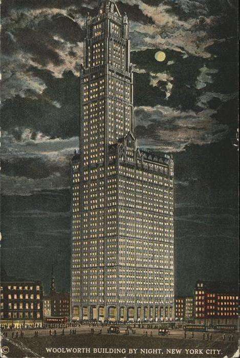 New York City Woolworth Building by night