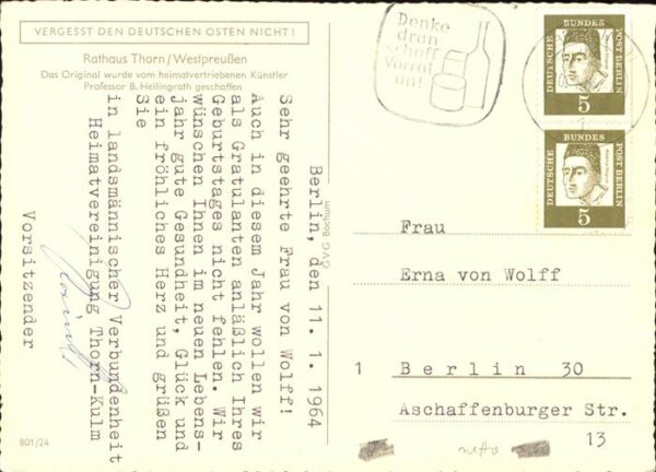 Thorn Westpreussen Torun Rathaus Künstlerkarte nach einer Origin – Bild 2