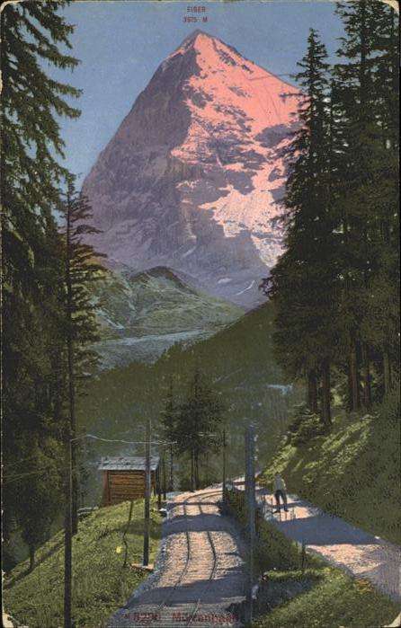 Grindelwald Blick zum Eiger im Abendrot Berner Alpe