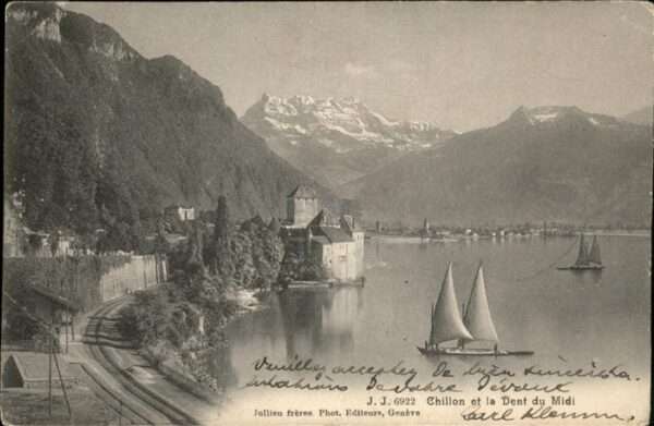 Chillon Chateau Lac Leman et les Dents du Midi