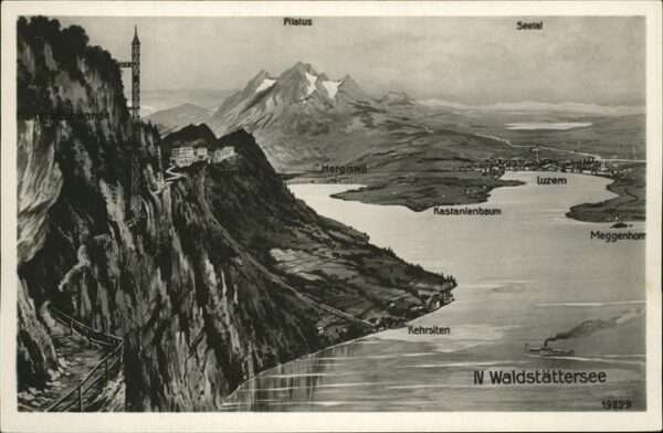 Luzern LU Panoramakarte Vierwaldstättersee Pilatu