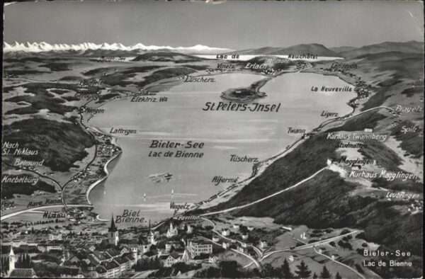 Biel Bienne Panoramakarte Bielersee und Umgebung St