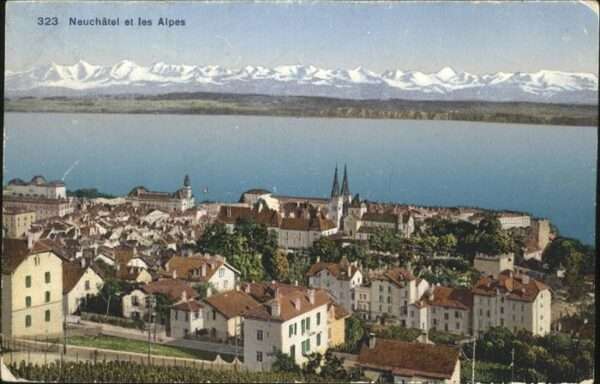 Neuchatel NE Panorama Lac et les Alpes