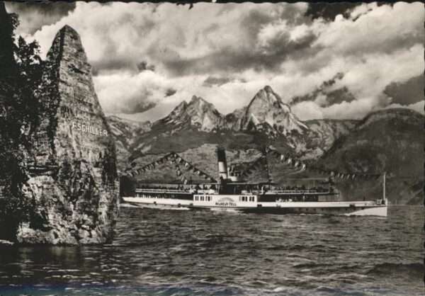 Dampfer Seitenrad Wilhelm Tell Vierwaldstättersee Schille