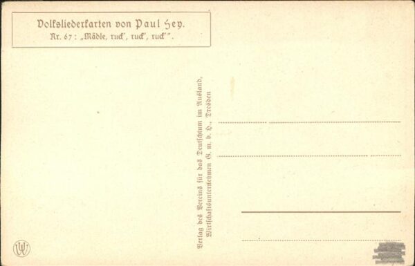 Liederkarte Paul Hey Nr. 67 Mädle ruck ruck ruck – Bild 2