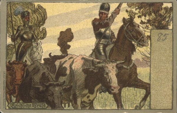 Kuehe Pferd Ritter Künstlerkarte