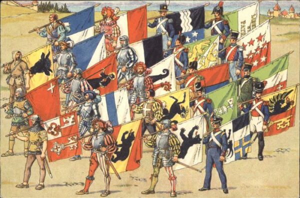 Fahnenkarte Bannerträger Schweiz Kantone