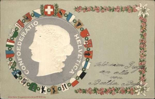 Wappenkarte Schweiz Kantone Edelweiss