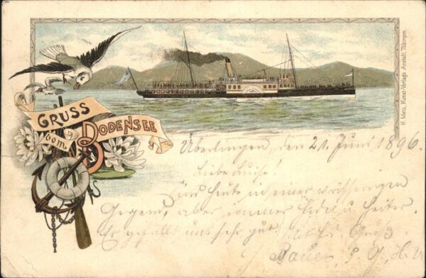 Dampfer Seitenrad Bodensee Anker Möwe