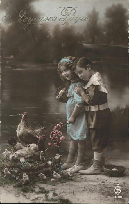 Ostern Easter Paques Kinder Hühner Paques