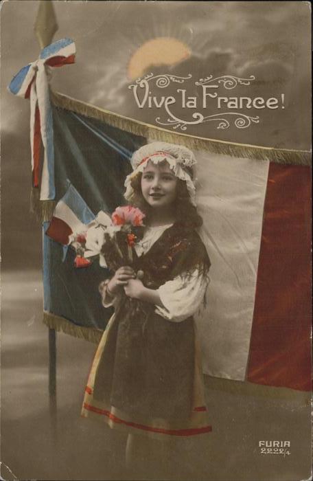 Fahnen Vive la France Kind Blumen