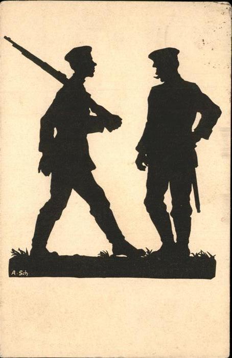 Scherenschnitt Schattenbildkarte Soldaten