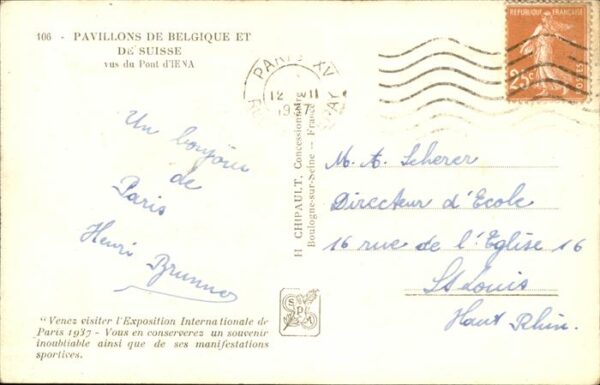 Exposition Internationale Paris 1937 Pavillons de Belgique Suisse – Bild 2