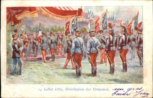 Militaria Frankreich 14 Juillet 1880 Drapeaux