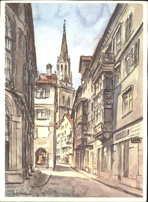 Kuenstlerkarte Sankt Gallen Illustration von Kaufmann