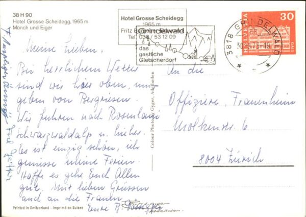 Grindelwald Hotel Grosse Scheidegg Terrasse Mönch E – Bild 2