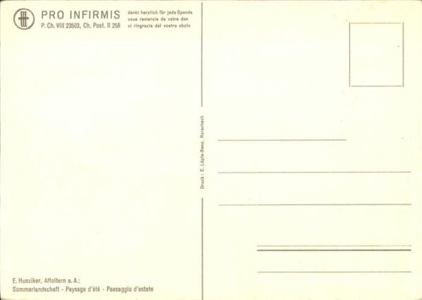 Kuenstlerkarte E. Hunziker Affoltern Sommerlandschaft – Bild 2