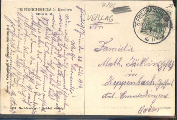 Verlag Oelgaertner Nr. 1224 Friedrichsheim b. Kandern – Bild 2