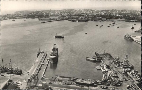 Dakar Vue aerienne du port bateau Hafen Schif