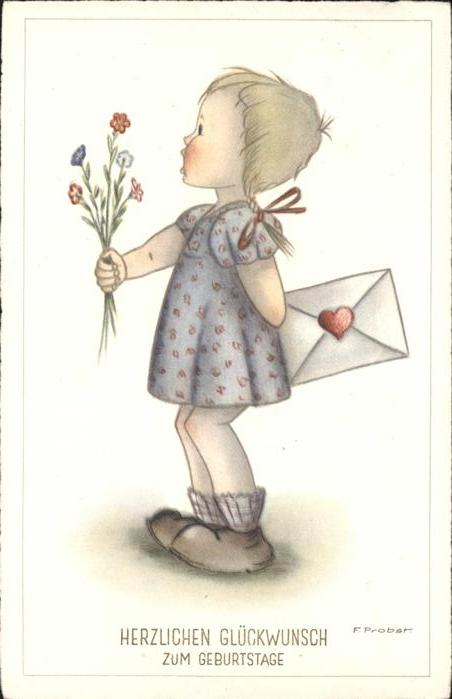 Kuenstlerkarte Probst F. Nr. 7651 Geburtstag Kind Brie