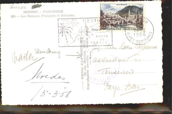 Zoll Grenze Douane Grenze Menton Frankreich-Italien – Bild 2