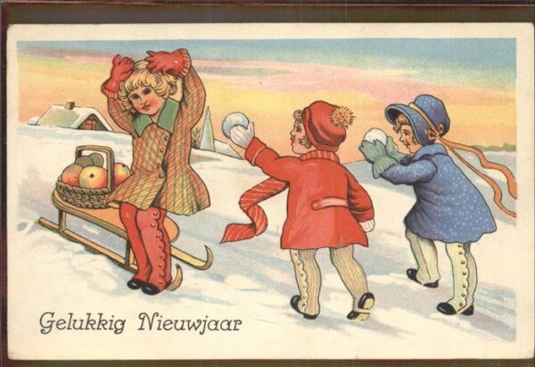 Schlitten Schnee Neujahr Kinder