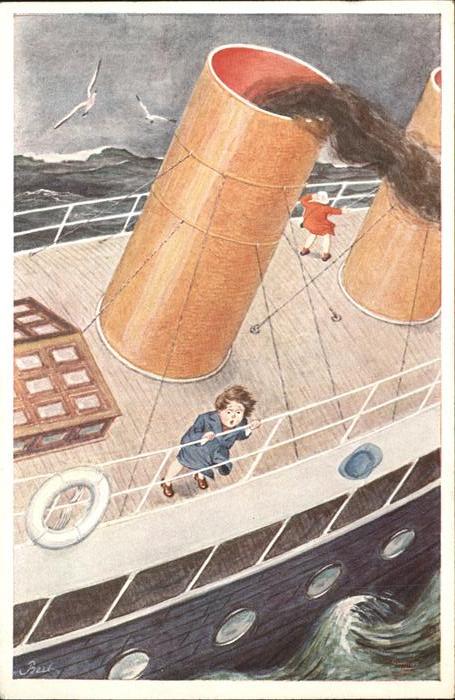 Verlag Primus Nr. 1273 Dampfer Kinder Rettungsring Möwen