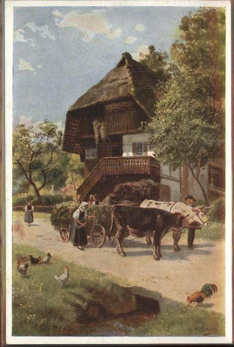 Hoffmann Heinrich Nr. 1221 Hühner Kühe Schwarzwaldhaus